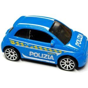 2013 Hot Wheels Fiat 500 Blue Polizia Toy Car 1:64 Scale Collectible Die-Cast Mo